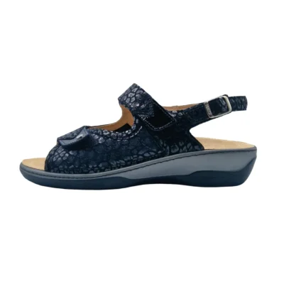 Sandali per alluce valgo donna Hergos H1613 maculato nero vista laterale